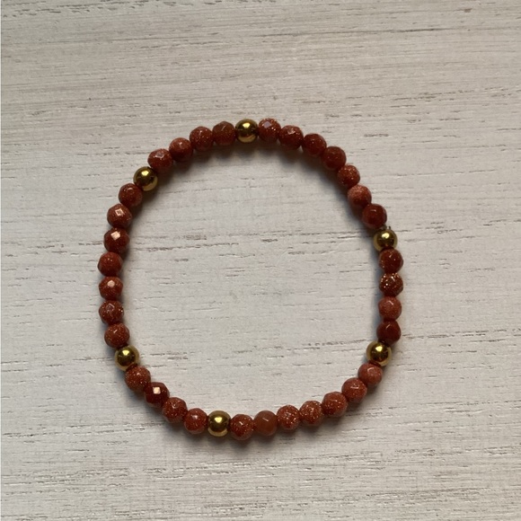 14K Gold Plated Goldstone Custom Bracelet Stack - Set of 5 - Picture 5 of 8